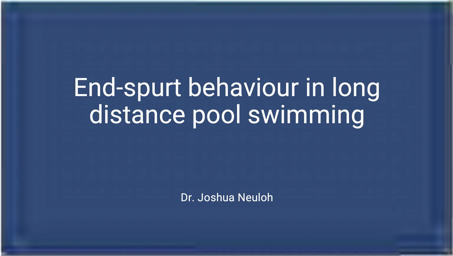 "Pacing und Rennstrategien" mit Dr. Joshua Neuloh